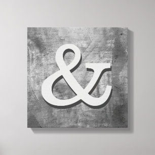 ampersand canvas wall art shabby chic grått