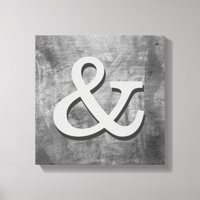 ampersand canvas wall art shabby chic grått (Framsida)