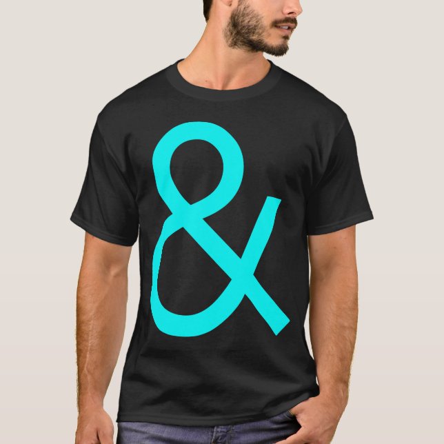 Ampersand - cyan på Mörk Tee (Framsida)