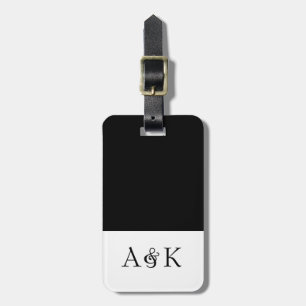 Ampersand Elegance: Black Honeymoon Luggage Tag Bagagebricka