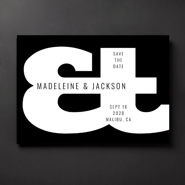 Ampersand Fetstil Typografi Svart Spara datum Inbjudningar (Skapare uppladdad)