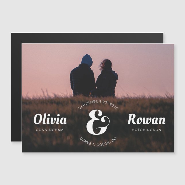 Ampersand Frimärke Fullt Photo Spara datum magnete (Fram/baksida)