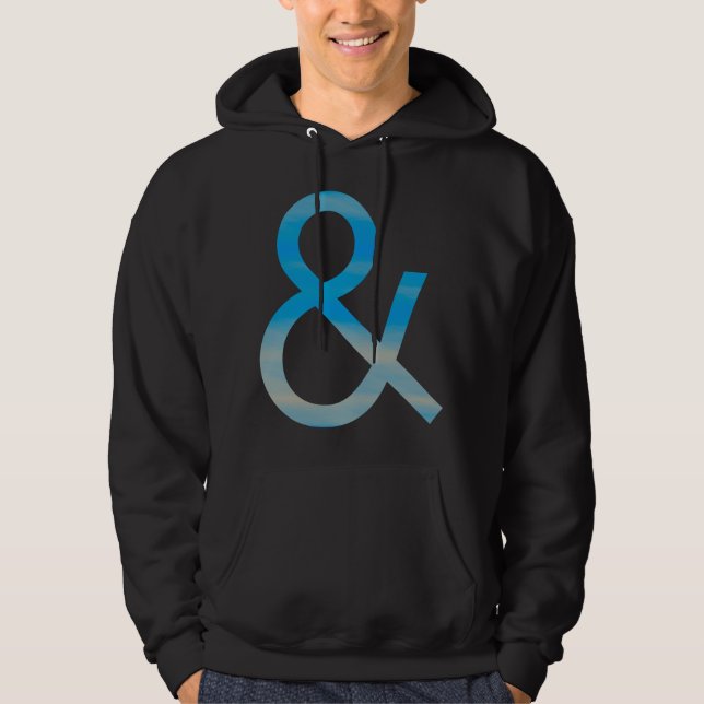 Ampersand - Himlar texturerad på Mörk Tröja Med Luva (Framsida)