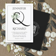 Ampersand med eukalyptus gren och QR bröllop