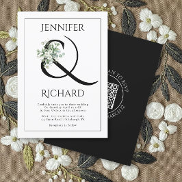 Ampersand med eukalyptus gren och QR bröllop Inbjudningar