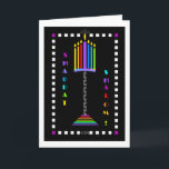 Ampersand Menorah Shabbat Shalom-hälsningskort Kort<br><div class="desc">Ahhhhhh,  när Fredag kväll kommer...   Tack,  Abba,  för din Shabbat Rest!  
I kärlek,  och den här är så speciellare att den vertikalt mångdubblade sig för att bli en del av en underbar symbol.  Insida-kortet är kantat och har ett samordnat utformnings- och datumområde.  Shabbat Shalom!  ~ karyn</div>