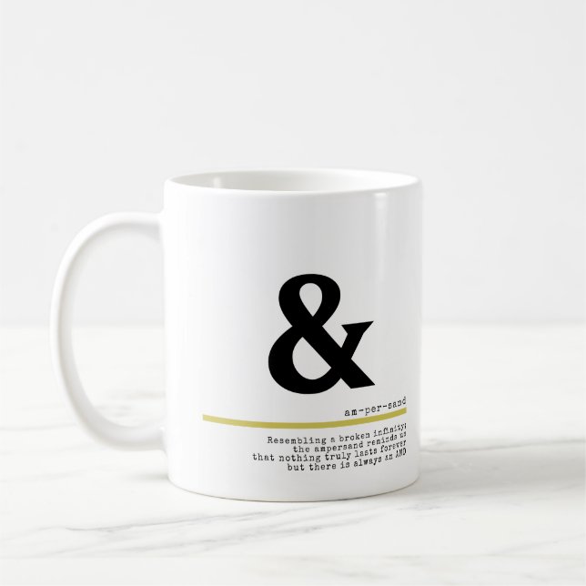 Ampersand Minimal svart typografi Kaffemugg (Vänster)