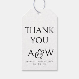 Ampersand Monogram Black and White Wedding Favor Presentetikett