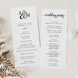 Ampersand Monogram Bröllop Ceremony-programmet Program