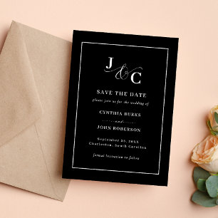 Ampersand Monogram Bröllop Save the Date-kort Spara Datumet