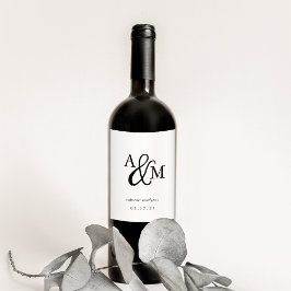 Ampersand Monogram Bröllop Vinflaska Etikett