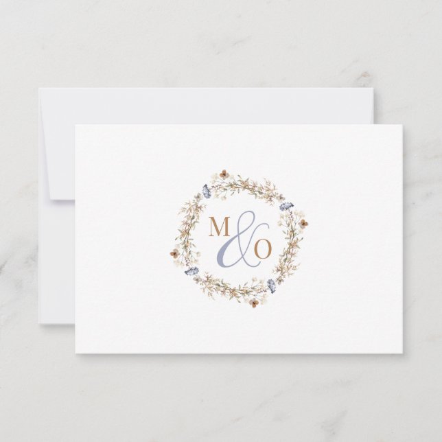 Ampersand Monogram par Bröllop Wildblomma Anteckningskort (Framsida)