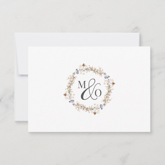 Ampersand Monogram par Bröllop Wildblomma Anteckningskort (Framsida)