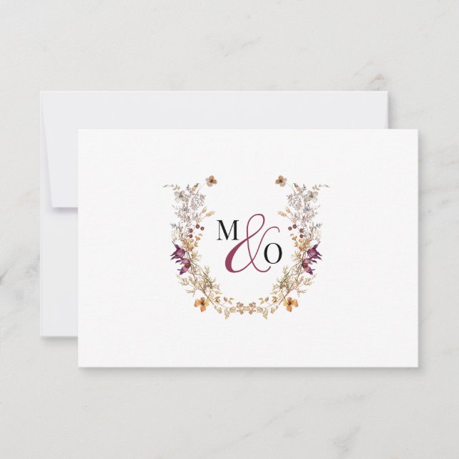 Ampersand Monogram par Bröllop Wildblomma Anteckningskort (Framsida)