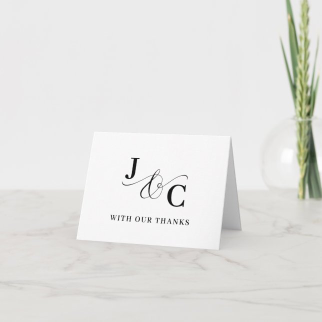 Ampersand Monogram Personlig Bröllop Tack Kort (Framsida)