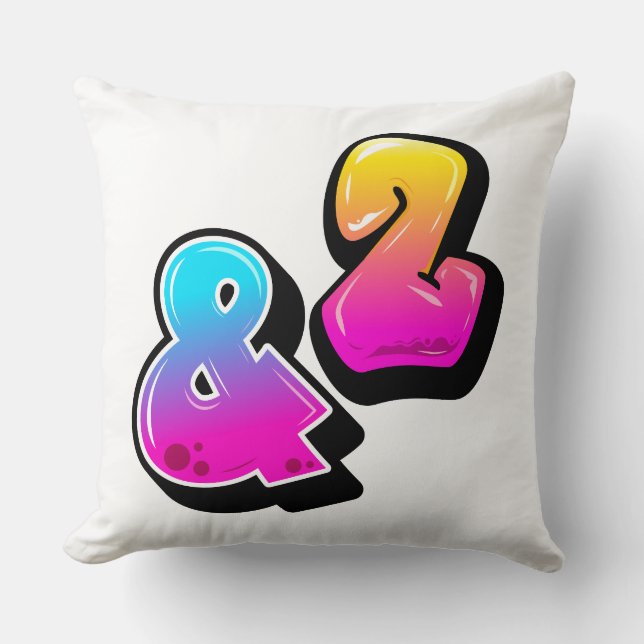 Ampersand och nummer 2 Gradient Bubble-typografi  Kudde (Framsida)