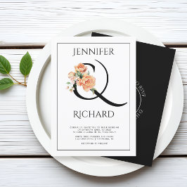 Ampersand och persienpeonies QR bröllop Inbjudningar