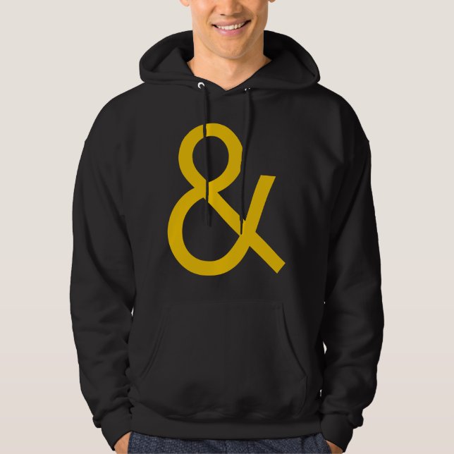 Ampersand - orangegul på Mörk Hoodie (Framsida)