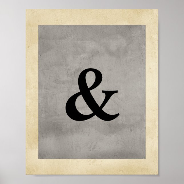 Ampersand poster grått shabby chic stil (Framsidan)