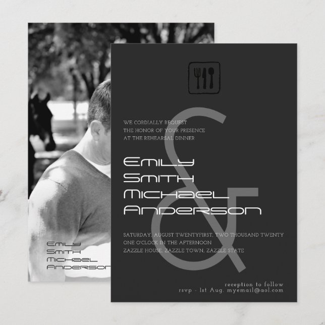 AMPERSAND Rehearsal Dinner PHOTO-Bröllopsinbjudnin Inbjudningar (Fram/baksida)