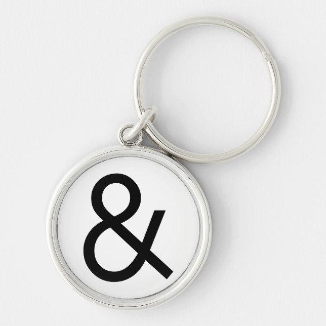 Ampersand - svart rund silverfärgad nyckelring (Framsidan)