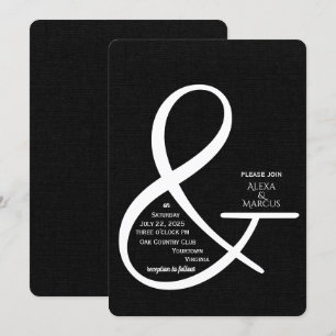 Ampersand Wedding bjudande på svarta struktur Inbjudningar