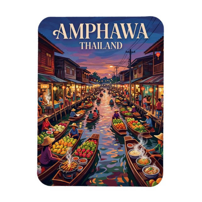 Amphawa Flytande Marknad Thailand Magnet (Vertikal)