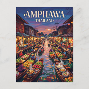 Amphawa flytande marknad Thailand Vykort