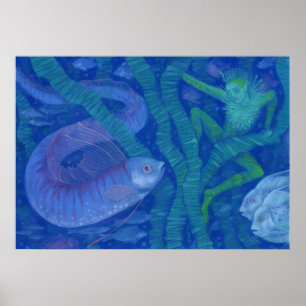 Amphibian och Fish Kung, fantasykonst, undervatten Poster