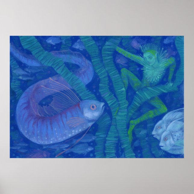 Amphibian och Fish Kung, fantasykonst, undervatten Poster (Framsidan)