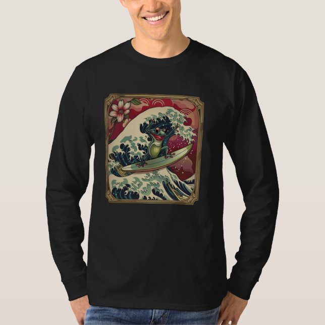Amphibiansk surfareflorjapansk vågkonst Surfing T Shirt (Framsida)