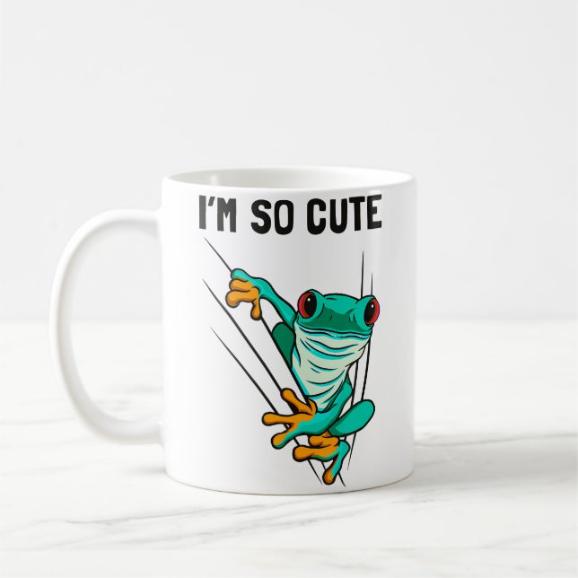 Amphibie Lurche Söt Grön Groda Kaffemugg (Vänster)