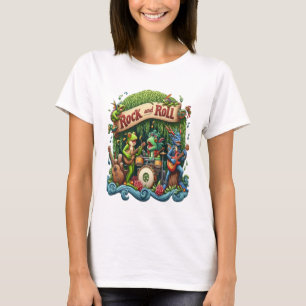 Amphibiskt band-jamming i en träsk med gitarrer t shirt