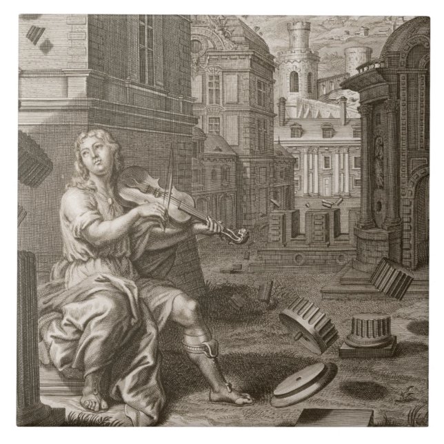 Amphion bygger väggarna av Thebes vid musiken av Kakelplatta (Framsidan)