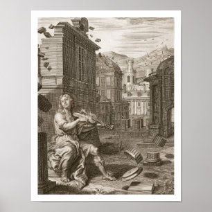 Amphion bygger väggarna av Thebes vid musiken av Poster