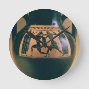 Amphora för loftsvartfigur som visar Theseus och Rund Klocka