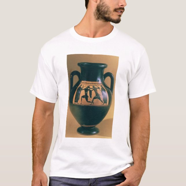 Amphora för loftsvartfigur som visar Theseus och t Tee (Framsida)