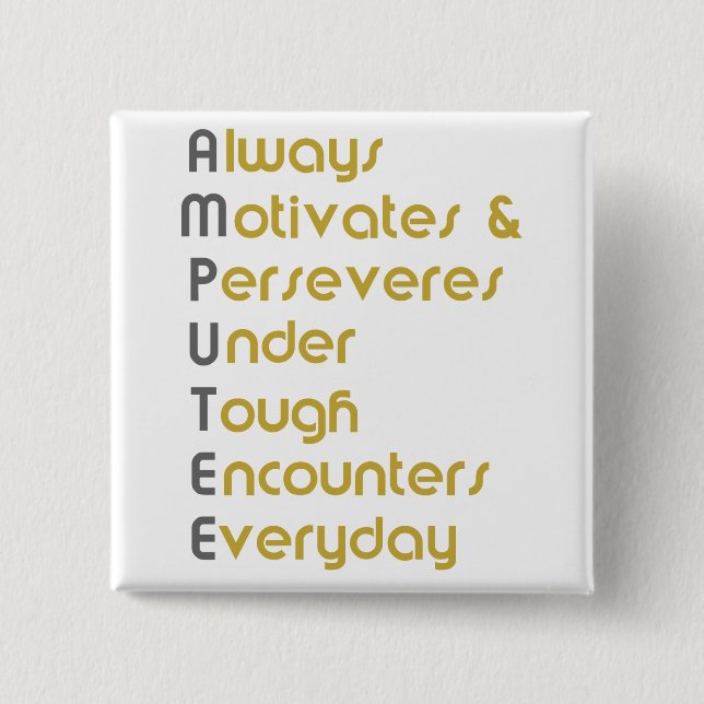 Amputee A.M.U.T.E.E. Knapp (Framsida)