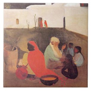 Amrita Sher-Gil - Ancient Storyteller, bra art Kakelplatta