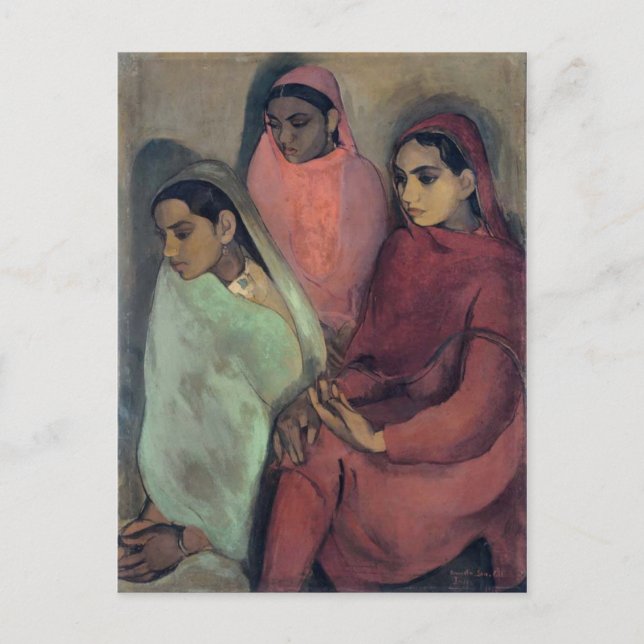 Amrita Sher-Gil-målning, Tre flickor Vykort (Framsida)