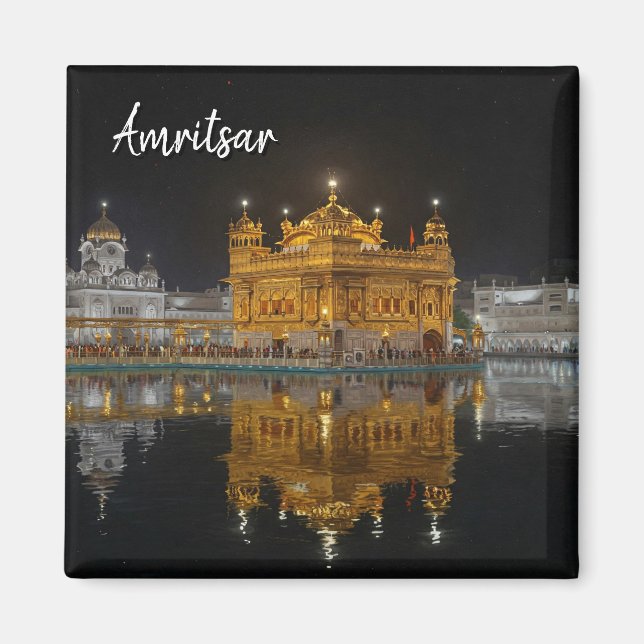 Amritsar Golden Temple India Night Magnet (Framsidan)