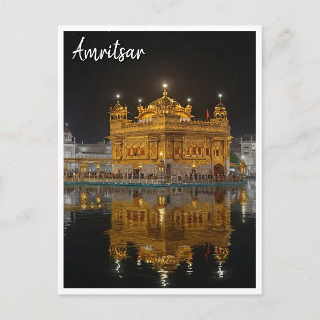 Amritsar Golden Temple India Night Vykort (Framsida)