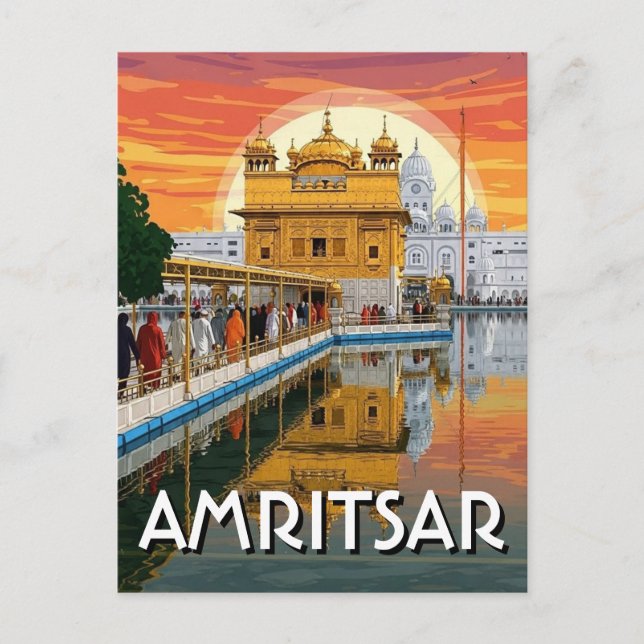Amritsar Golden Temple India Vykort (Framsida)