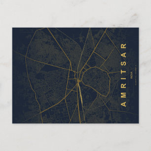 Amritsar Indien Stadskarta Minimalistisk Design Po Vykort