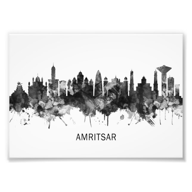 Amritsar Punjab Skyline BW Fototryck (Framsidan)