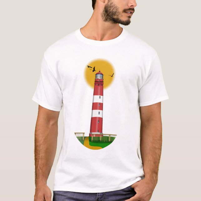 Amrum Lighthouse Tyskland T Shirt (Framsida)