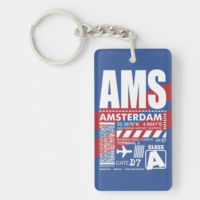 AMS Amsterdams flygplats Nyckelring (Framsidan)