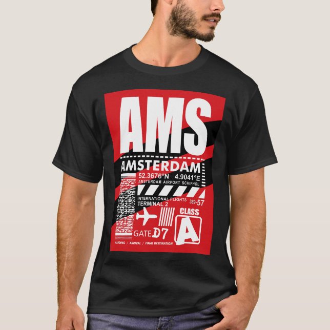 AMS Amsterdams flygplats T Shirt (Framsida)