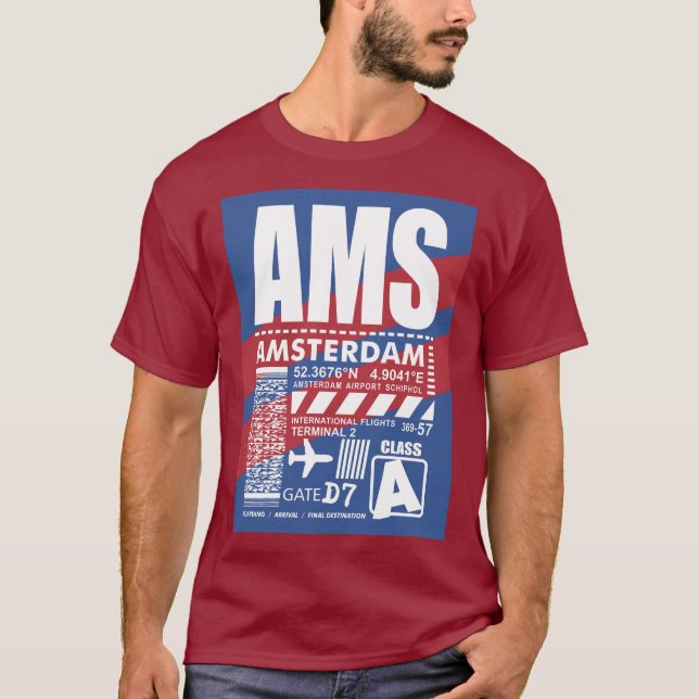 AMS Amsterdams flygplats T Shirt (Framsida)