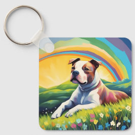 Amstaff American Stafford Terrier Rainbow Hund Nyckelring